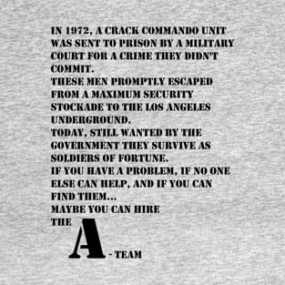 The A-Team Opening Monologue - Soldiers of Fortune T-Shirt